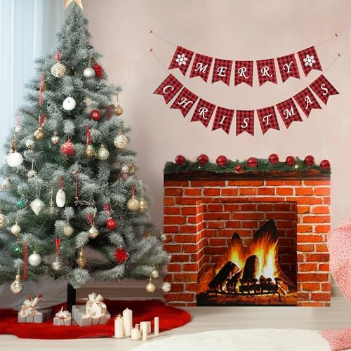 Purple Star 1N Christmas Cardboard Fireplace Prop