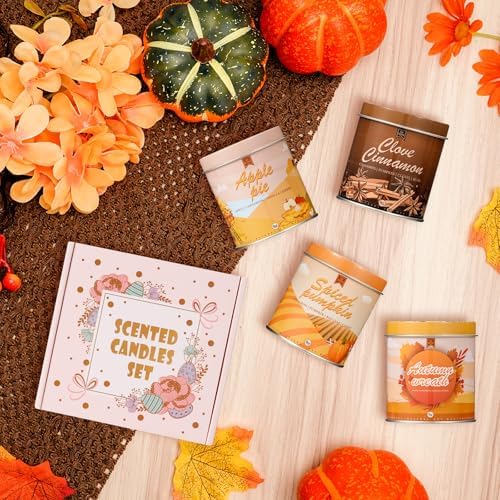4 Pack Autumn Scented Jar Candles Set