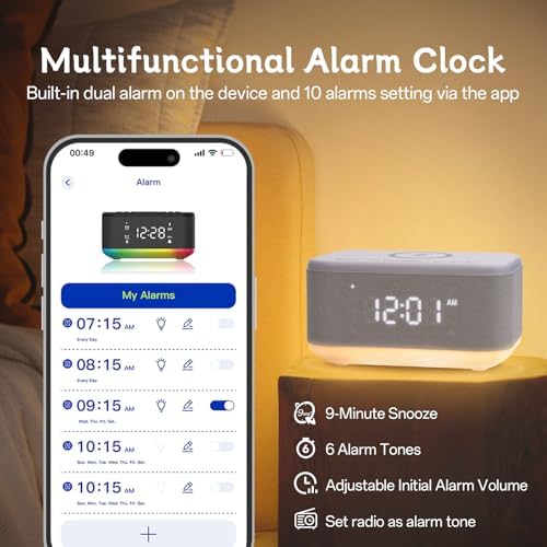 Fansbe Smart Bluetooth Alarm Clock Radio with Night Light