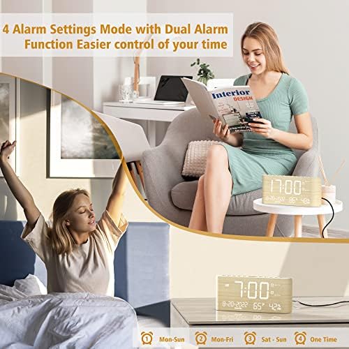 Mesqool Digital Alarm Clock with Temperature Humidity and Brightness Control