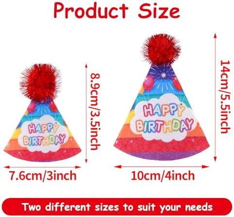 JpGdn 10PCS Felt Birthday Cone Hats for Kids Pets and Animals