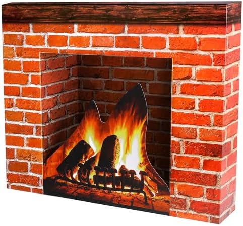 Purple Star 1N Christmas Cardboard Fireplace Prop
