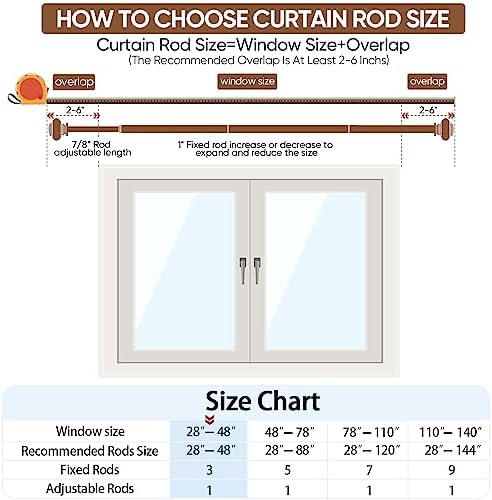 SIMEWIN Bronze Curtain Rods 28-48 Inches Adjustable Classic Finials