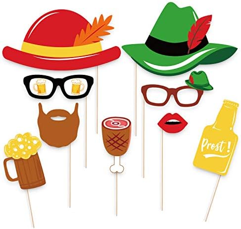 90shine 55 Ct Oktoberfest Photo Booth Props German Theme Decorations