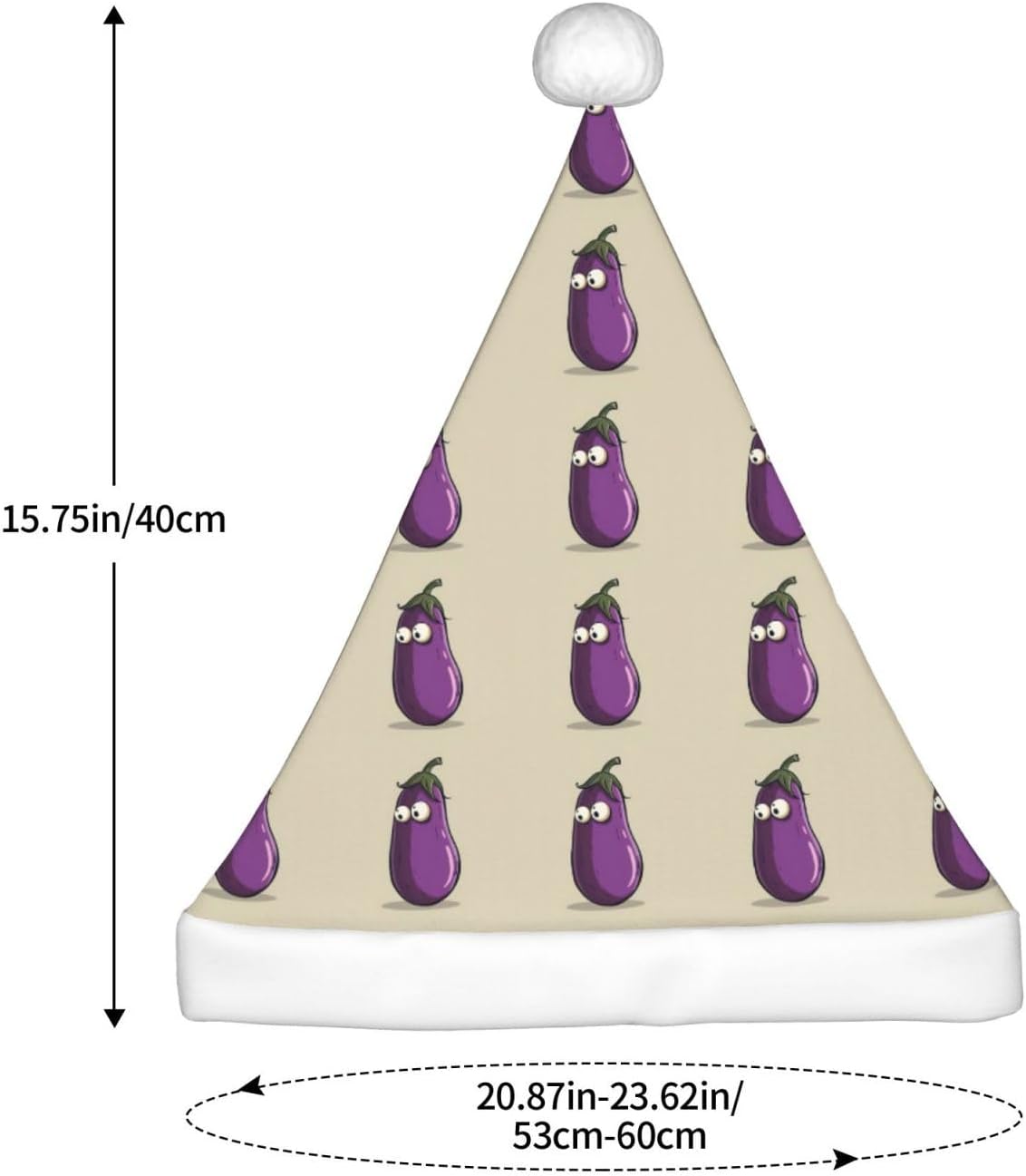 QinZheng Cartoon Eggplant Santa Hat Christmas Gift for Women