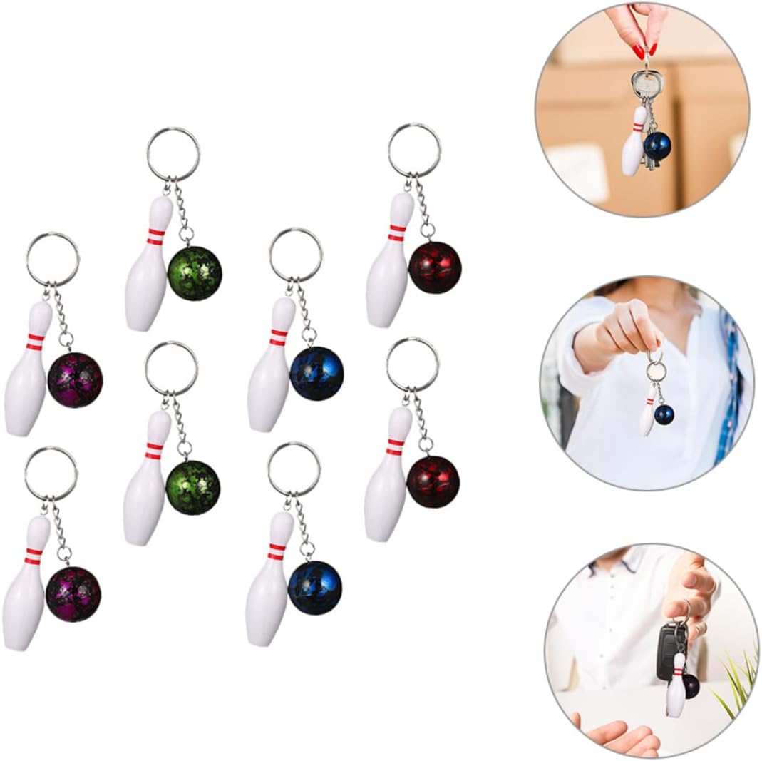8pcs Bowling Keychains Sports Themed Keyring Packs for Parties