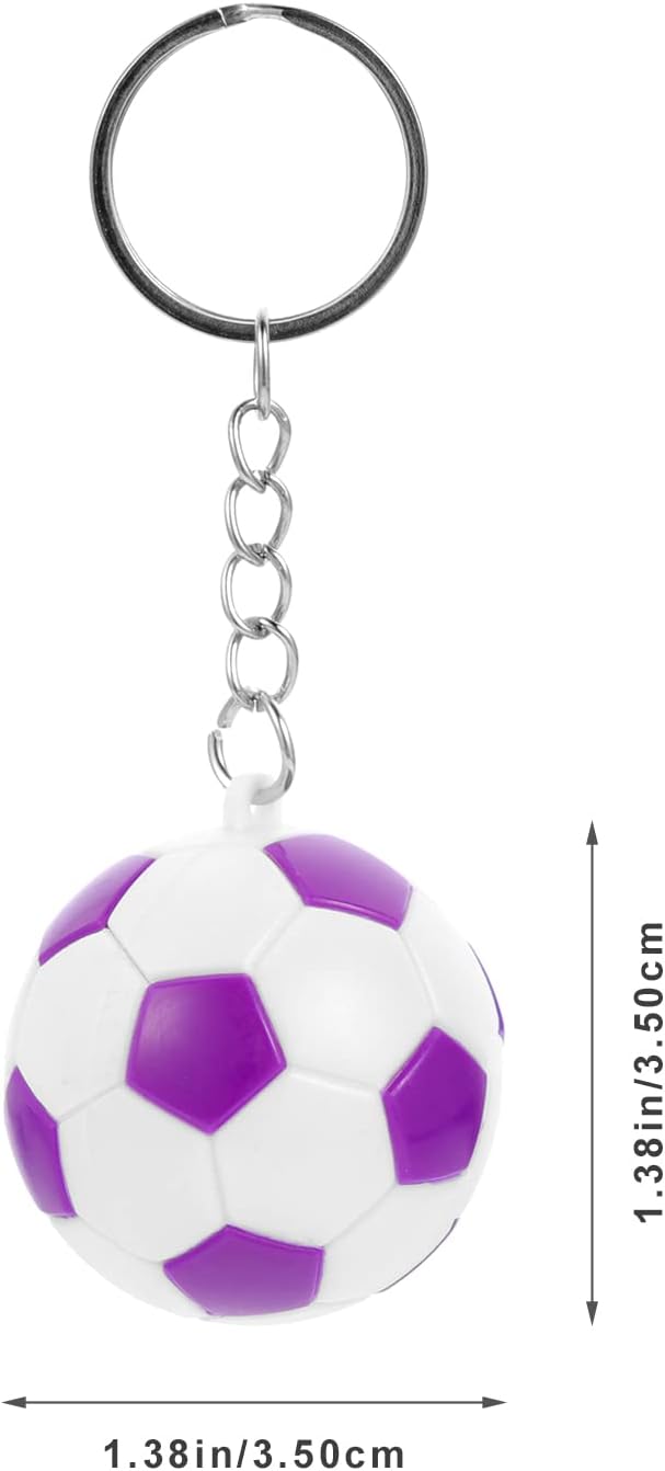 LOGOFUN 24 Pcs Soccer Ball Keychain Set Purple Green