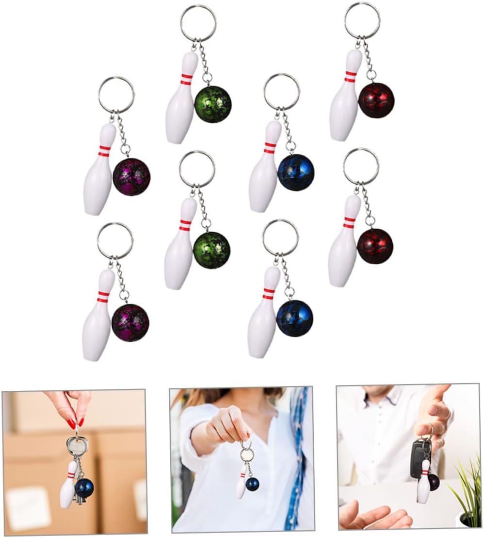 8pcs Bowling Keychains Sports Themed Keyring Packs for Parties