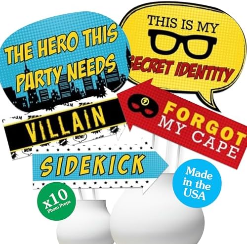 Funny BAM Superhero Photo Booth Props Kit 10 Piece
