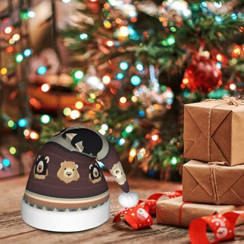 Personalized Santa Hat with Bear Print for Women