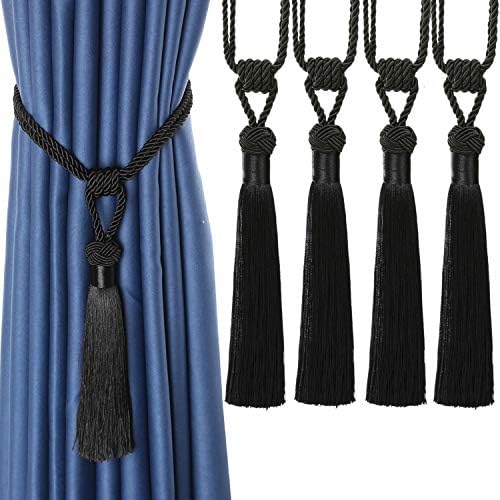 BEL AVENIR Curtain Tiebacks 4 Pack Black Holdbacks
