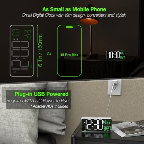 KOSUMOSU 67in Digital Alarm Clock with Auto Dimming