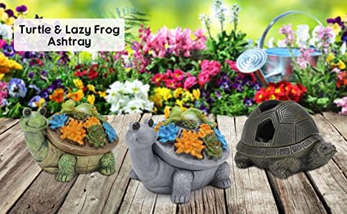 Turtle Lazy Frog Ashtray with Lid Set