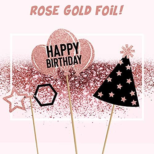 Tenare 36 Pcs Gold Birthday Photo Booth Props