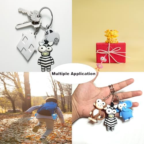 24 Pcs Rubber Animal Keychains Bulk