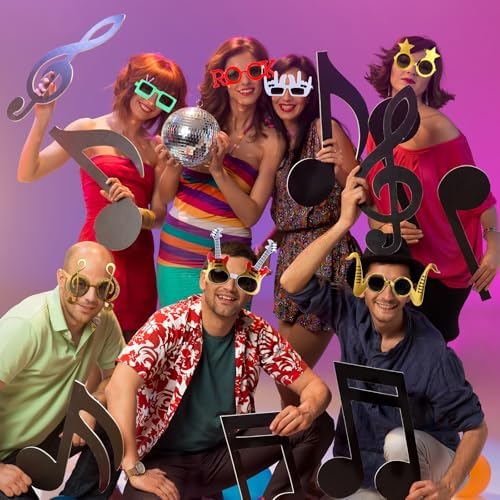 9 Pack Retro Rock Music Funny Sunglasses for Parties