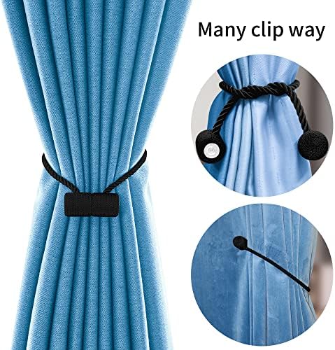 18 Inch Magnetic Curtain Tiebacks with Twisted Design 4 Pack Black
