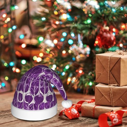 QINZHENG Purple Pattern Santa Hat for Women