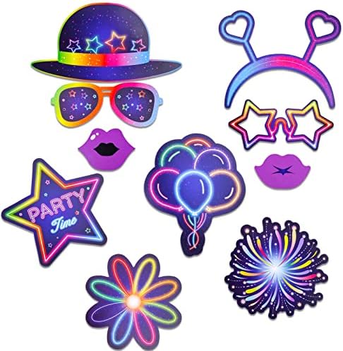 25 Piece Neon Glow Photo Booth Props Set