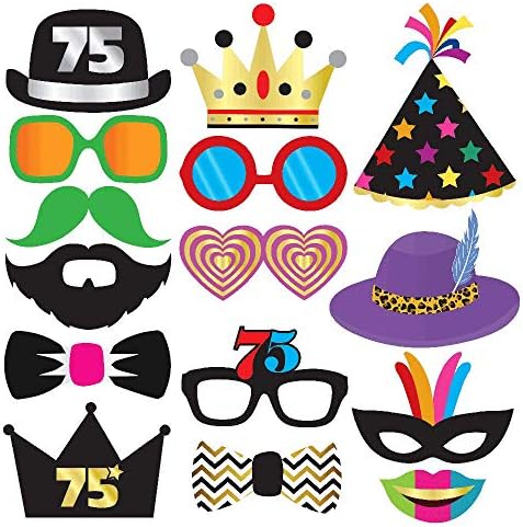 75th Birthday Photo Booth Props - 40 Pieces