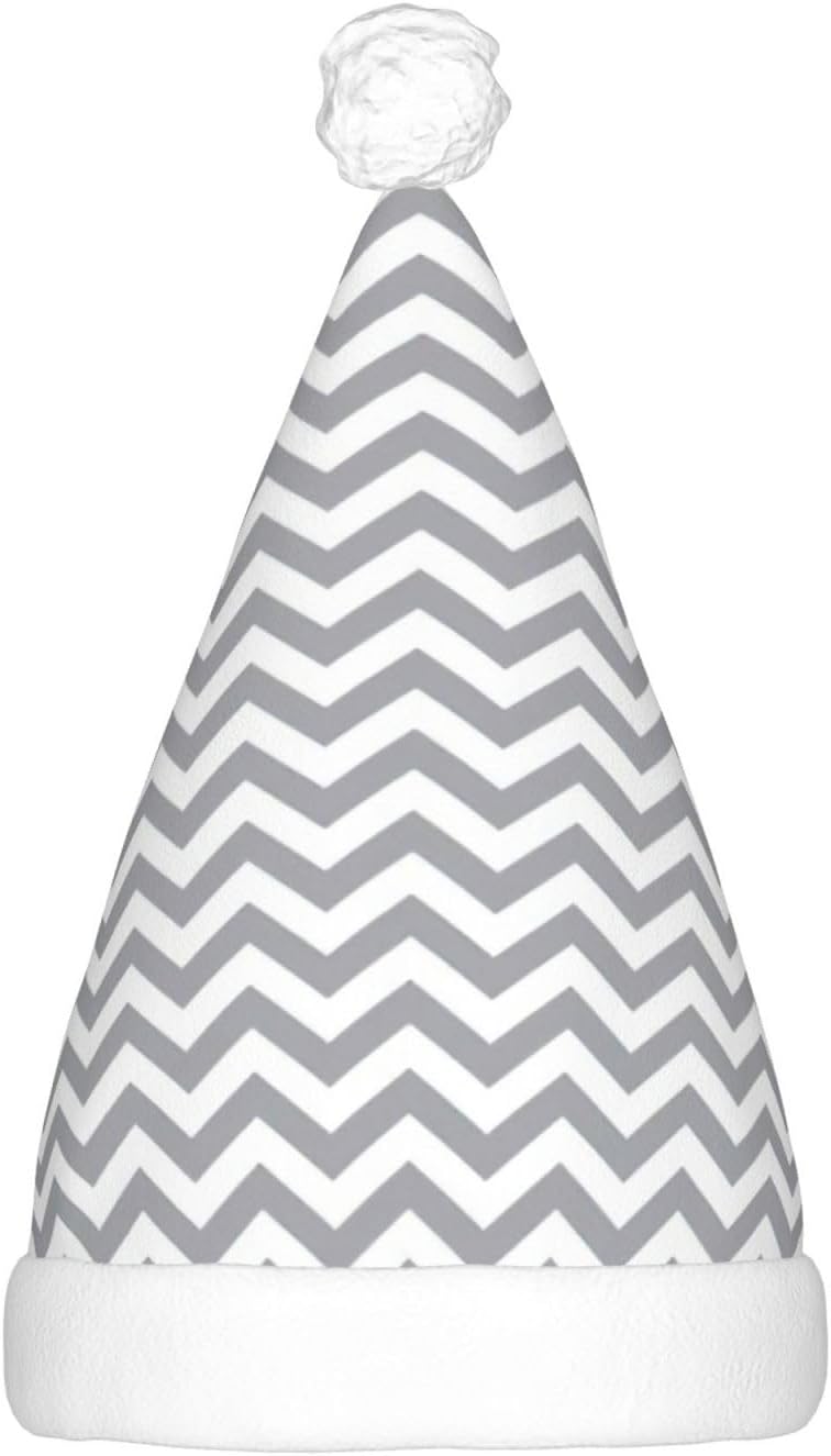 Gray Waves Striped Christmas Hat with Lights