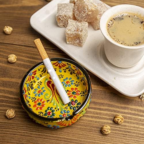 Hand-Painted Ceramic Ashtray Set 4 Pcs