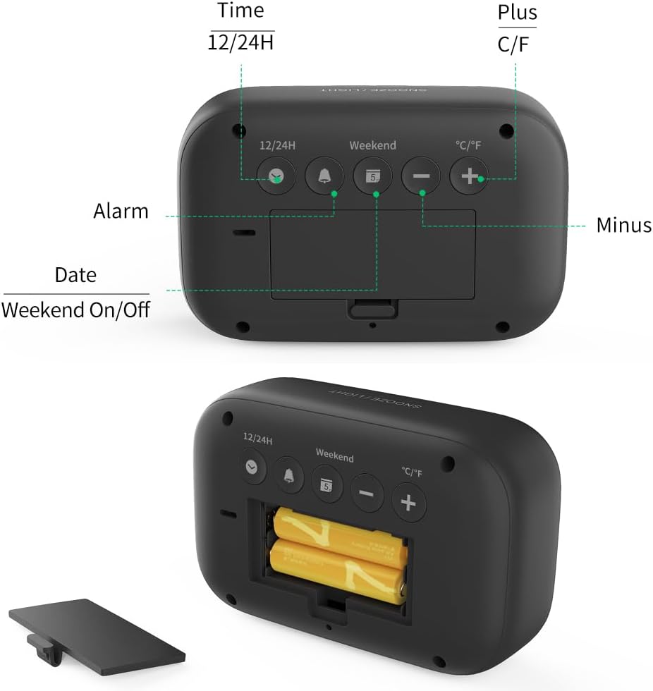 DOOMAY Digital Alarm Clock with LCD Display and Snooze
