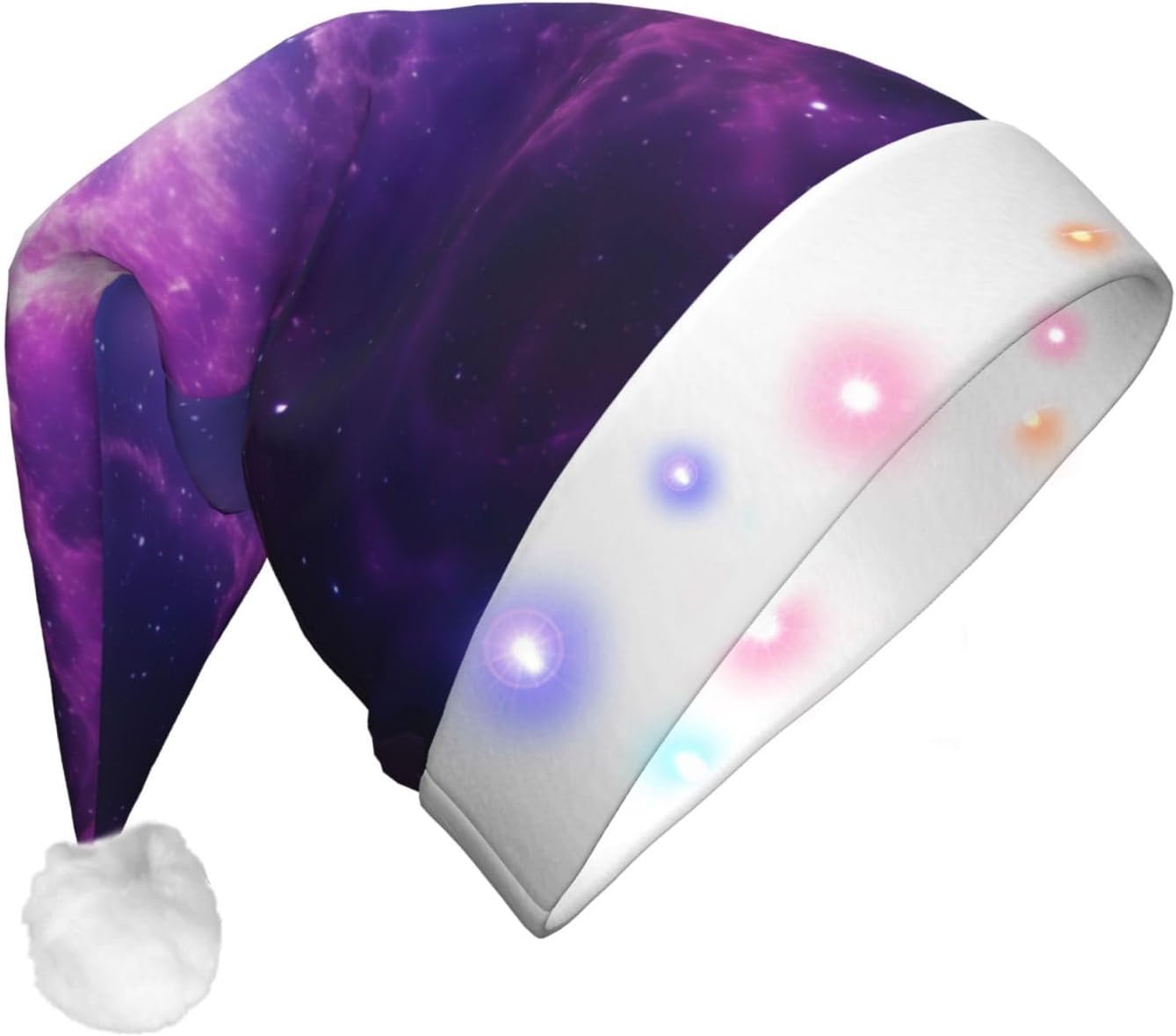 QinZheng LED Sky Purple Halloween Santa Hat for Adults