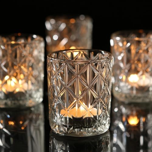 24pcs Clear Votive Candle Holders - 2x25 Inch Glass Holders for Wedding Centerpieces