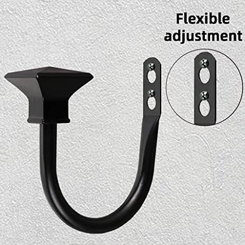 2Pcs Square Metal Curtain Holdbacks with Screws Black