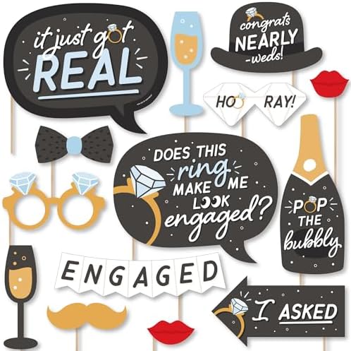 Big Dot of Happiness Engagement Photo Booth Props Kit - 20 Piece