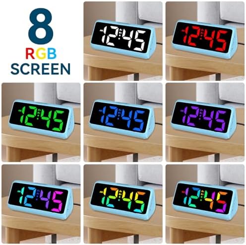 Netzu Loud Alarm Clock with RGB Display and 2 Alarms
