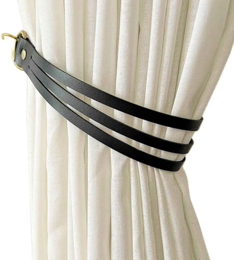 Elegant Leather Curtain Tiebacks 2 Pcs Holdback Ropes Black