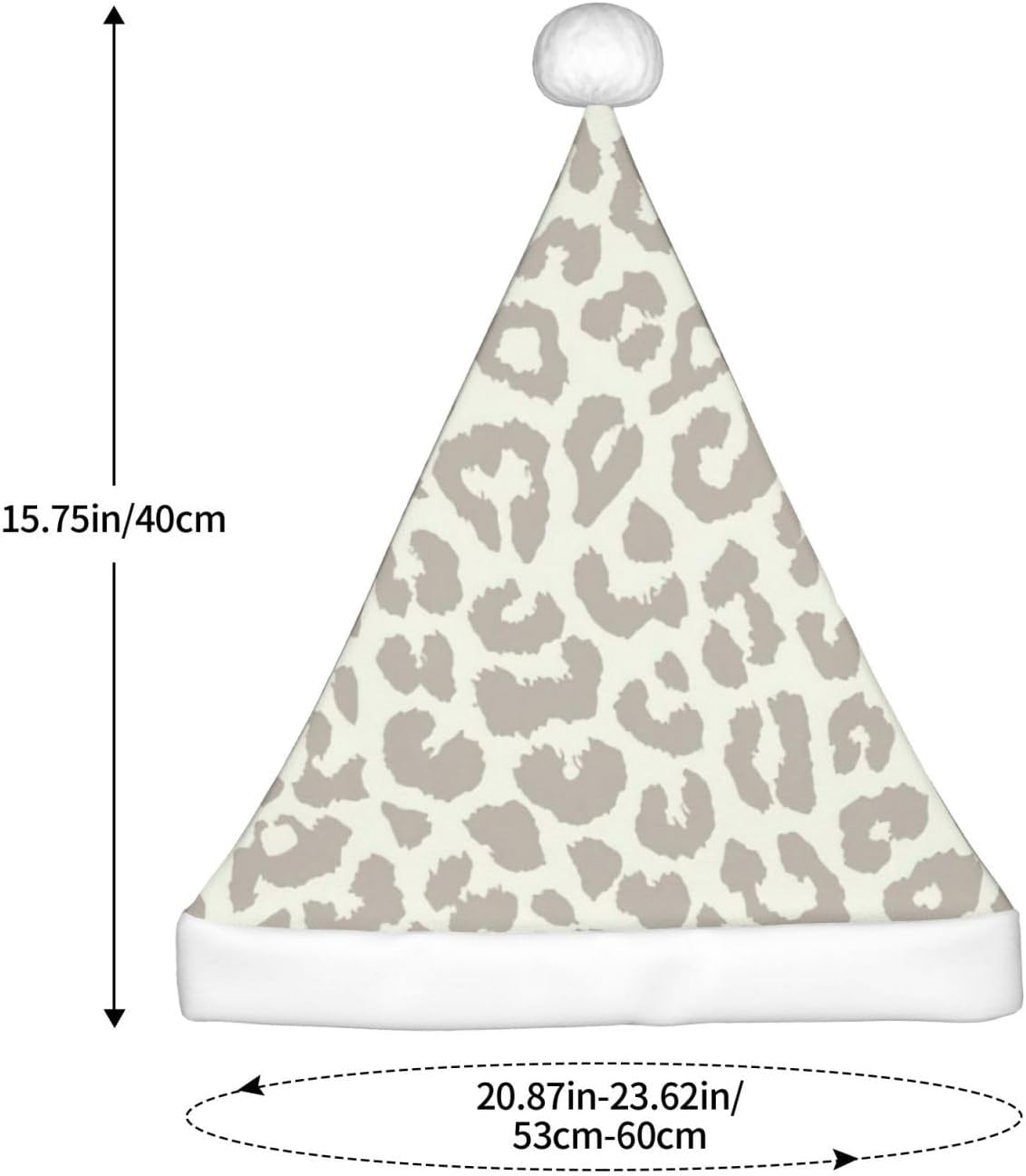 Brown Pattern Leopard Santa Hat Plush Christmas Hat for Adults