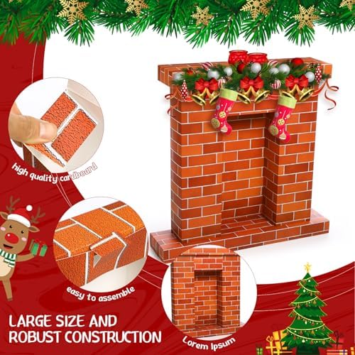 Fullhawl Christmas Cardboard Fireplace 3D Decor