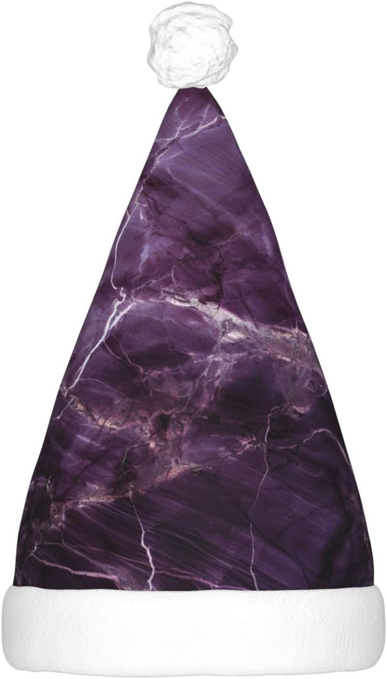 QINZHENG LED Purple Marble Santa Hat for Christmas Party