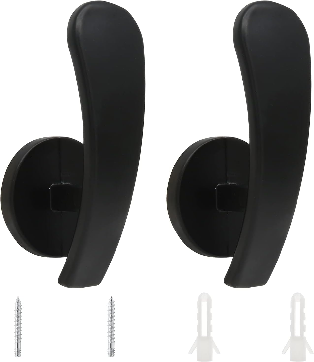 2 Pack Black Curtain Tieback Hooks with Screws