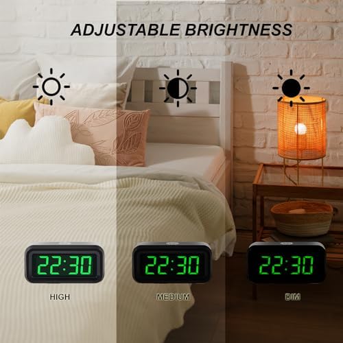 Supledck Digital Alarm Clock with 3 Brightness Levels and 12 Inchr LED Display