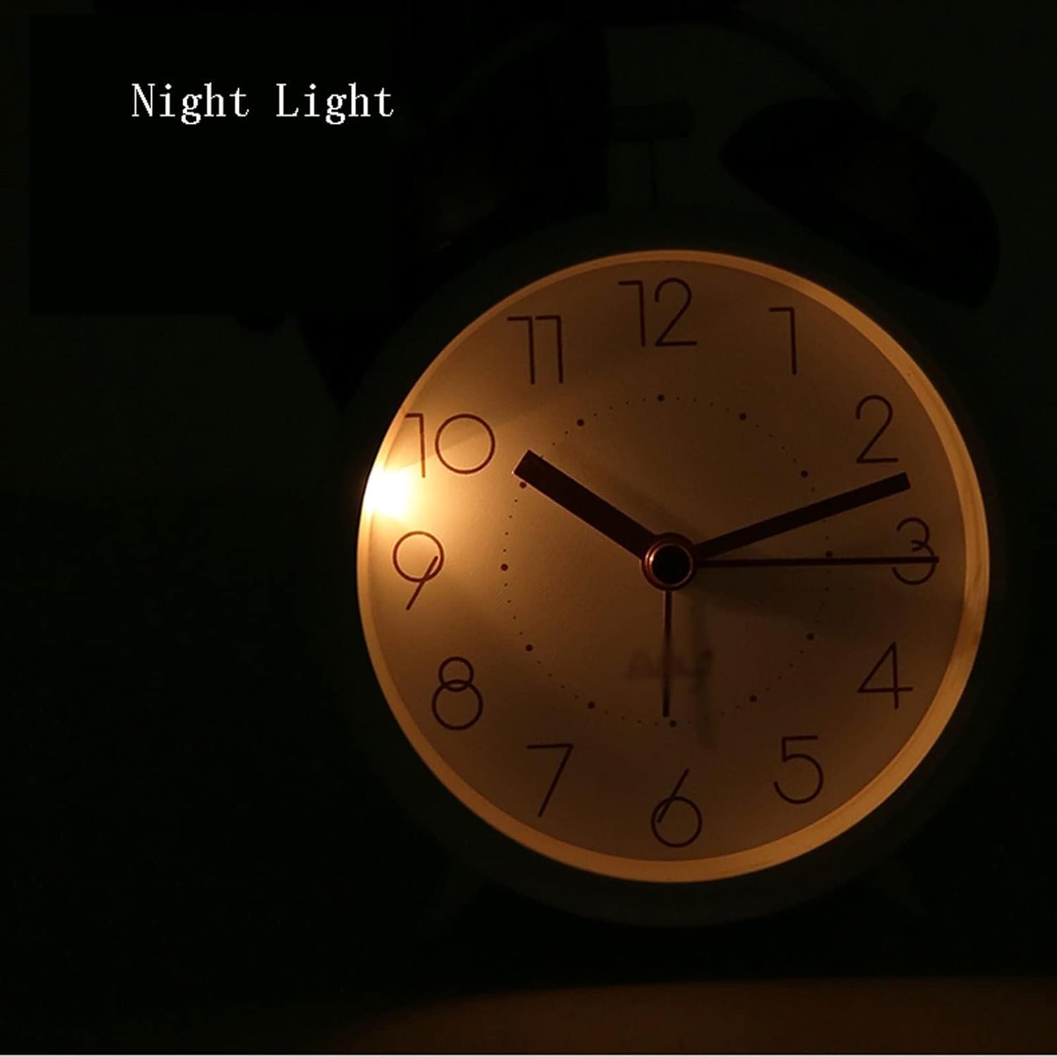 4 Inch Silent Non Ticking Analog Alarm Clock with Backlight and Double Bell
