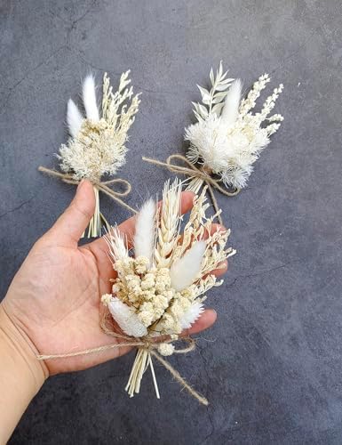 Mini Dried Flower Bouquet Set 12 Pcs White