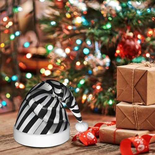QINZHENG Zebra Print Santa Hat Personalized Velvet Plush Christmas Headwear