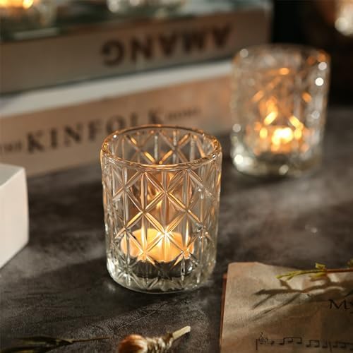 24pcs Clear Votive Candle Holders - 2x25 Inch Glass Holders for Wedding Centerpieces