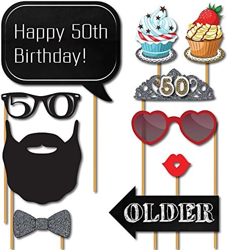 50th Birthday Photo Booth Props Set 31-Piece