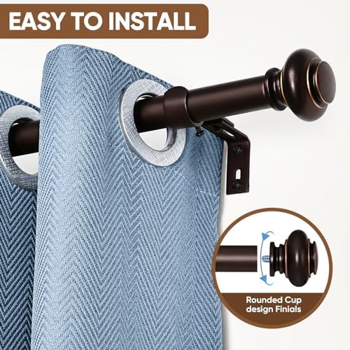 SIMEWIN Bronze Curtain Rods 28-48 Inches Adjustable Classic Finials