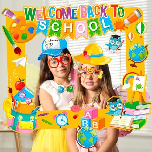 HOWAF Back to School Photo Booth Props Kit 25pcs Welcome Frame