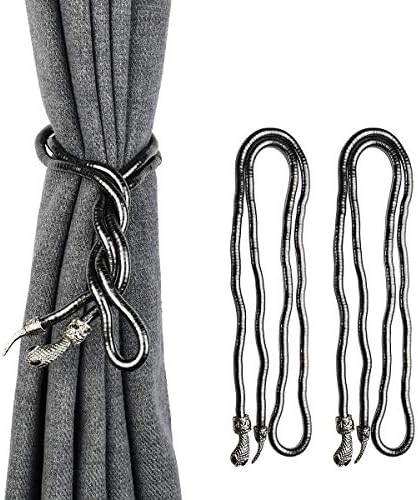 KXLIFE Snake Curtain Holdbacks 2 Pack Black Handmade Metal Rope Tiebacks