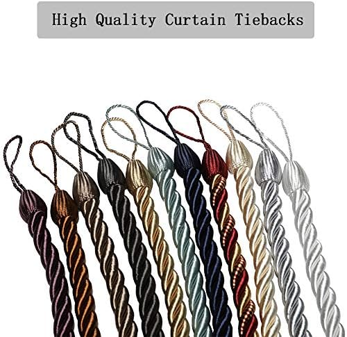 BEL AVENIR Curtain Ropes Tiebacks 2 Pack Charcoal