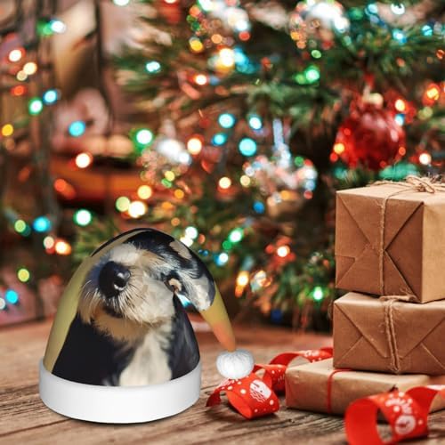 Dog2 Print Adult Christmas Santa Hat for Festive Party