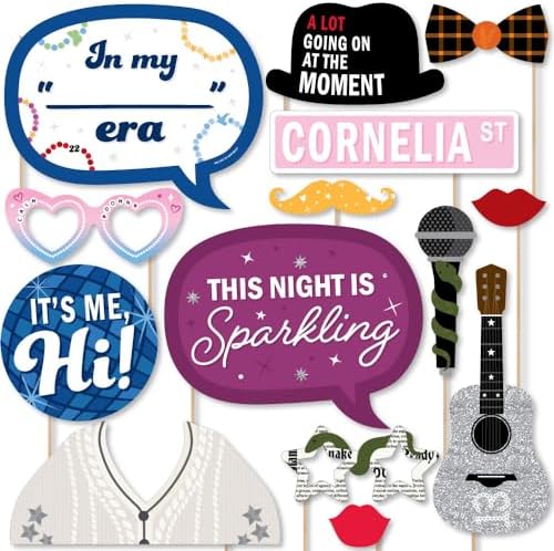 Big Dot of Happiness Party Era Photo Booth Props - 20 Ct