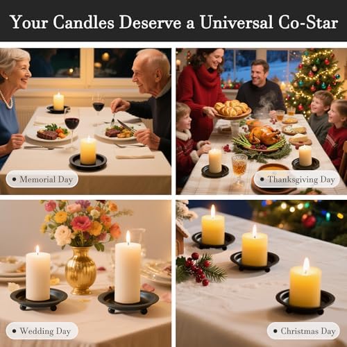Beeutik Black Candlestick Holder Set of 2